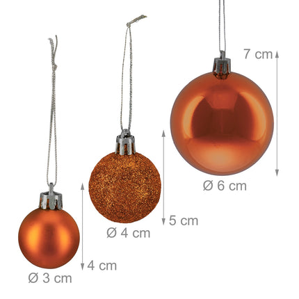 Set de bulete de pom de Crăciun, finisaj mat/strălucitor/sclipitor
