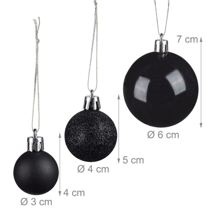 Set de bulete de pom de Crăciun, finisaj mat/strălucitor/sclipitor