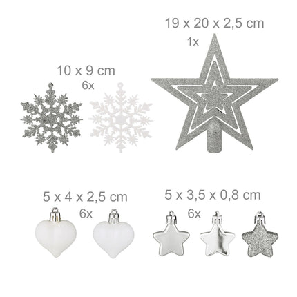 Set ornamente pentru bradul de Crăciun, 101 globuri din plastic