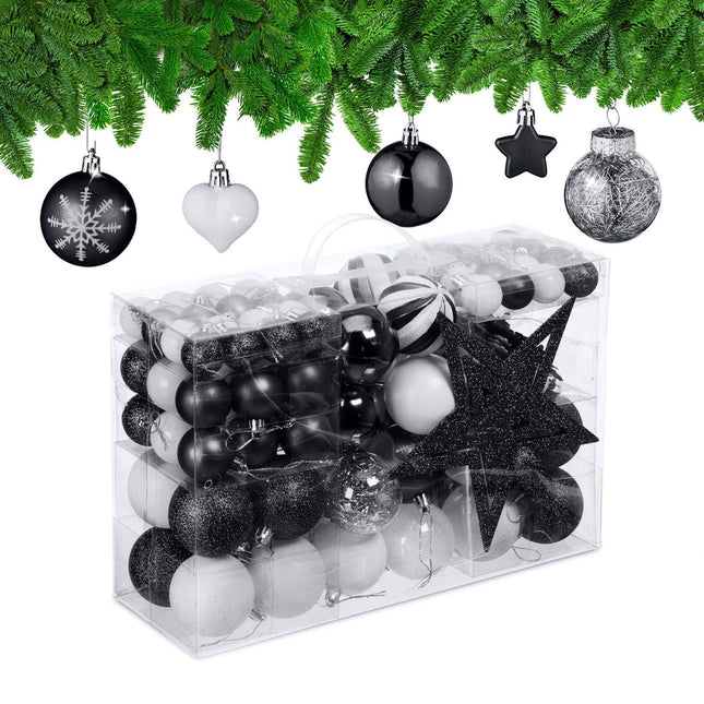 Set ornamente pentru bradul de Crăciun, 101 globuri din plastic