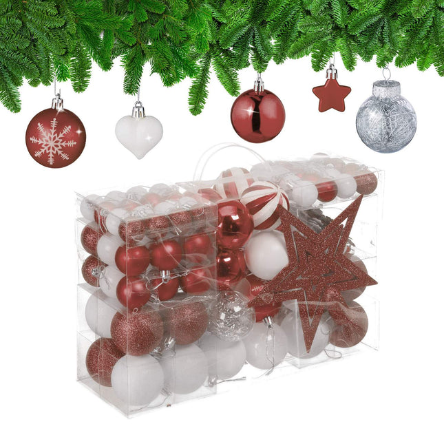 Set de ornamente pentru brad, 101 globuri din plastic