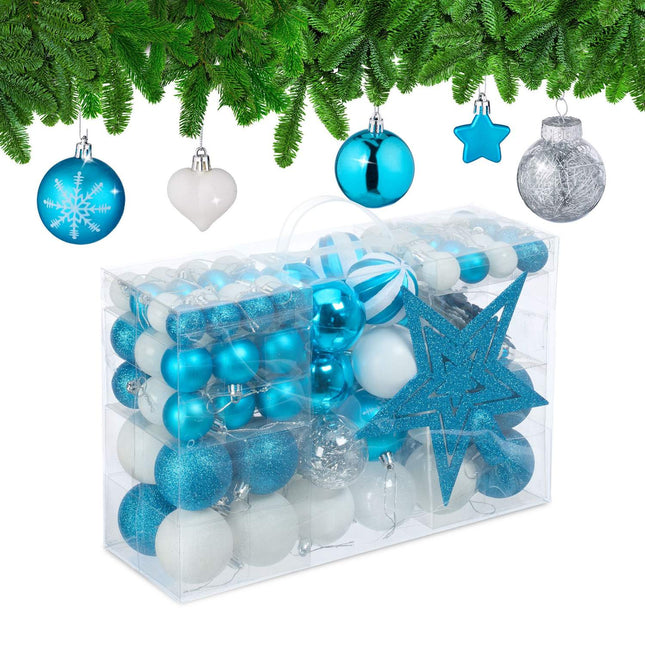 Set ornamente pentru bradul de Crăciun, 101 globuri din plastic