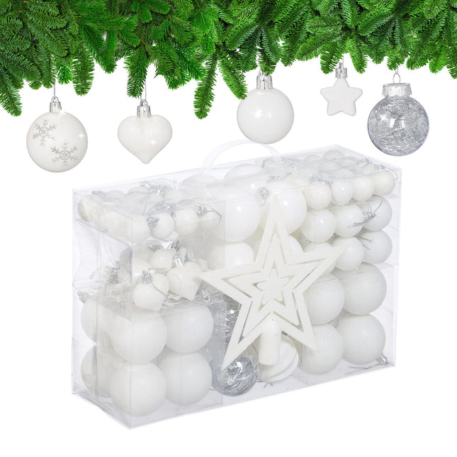 Set de ornamente pentru brad, 101 globuri din plastic