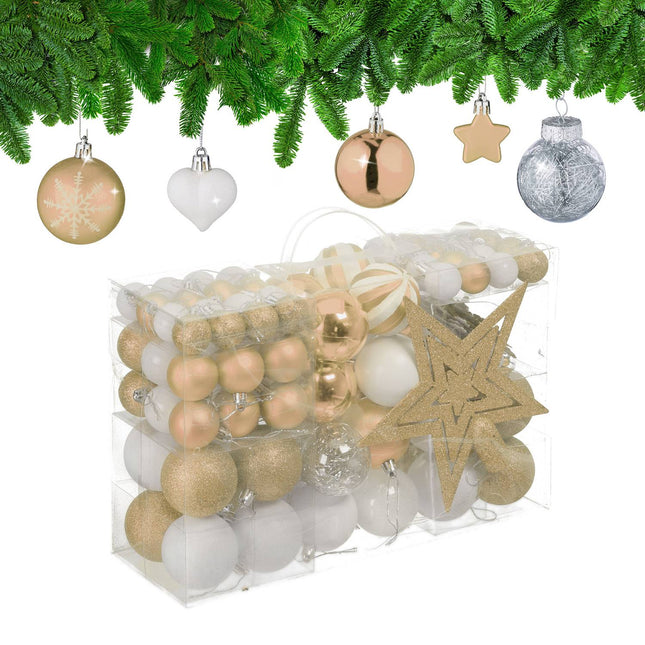 Set de ornamente pentru brad, 101 globuri din plastic