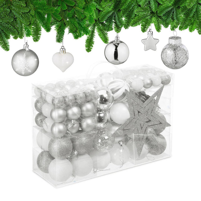 Set ornamente pentru bradul de Crăciun, 101 globuri din plastic
