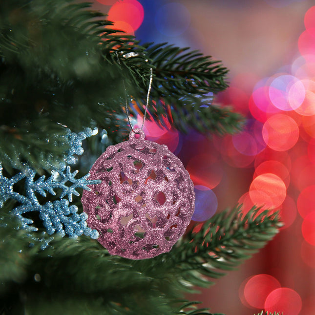 Set de ornamente pentru pomul de Crăciun, 50 de sclipici, finisaje mixte