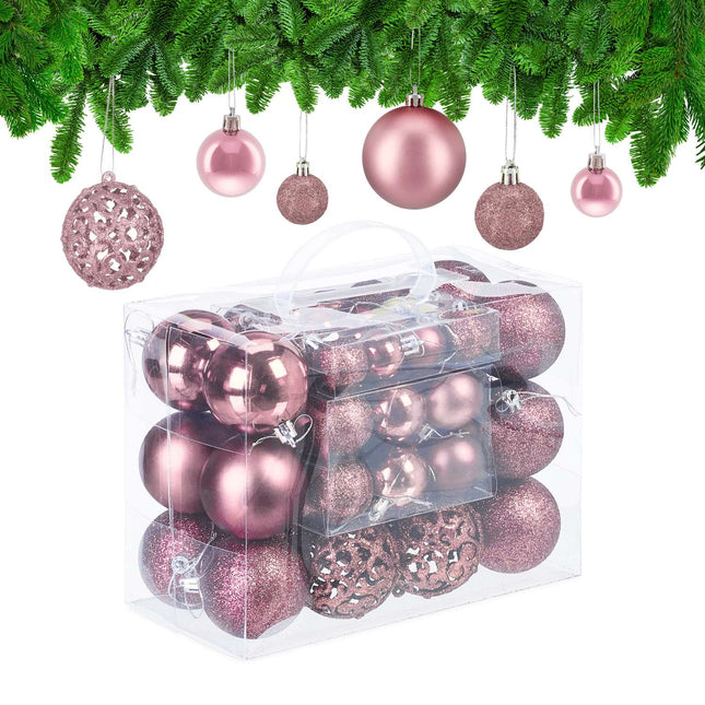 Set de ornamente pentru pomul de Crăciun, 50 de sclipici, finisaje mixte