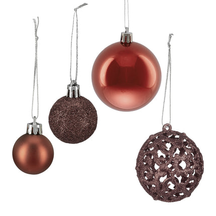 Set de ornamente pentru pomul de Crăciun, 50 de sclipici, finisaje mixte
