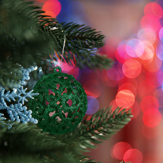 Set de ornamente pentru pomul de Crăciun, 50 de sclipici, finisaje mixte