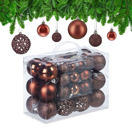 Set de ornamente pentru pomul de Crăciun, 50 de sclipici, finisaje mixte