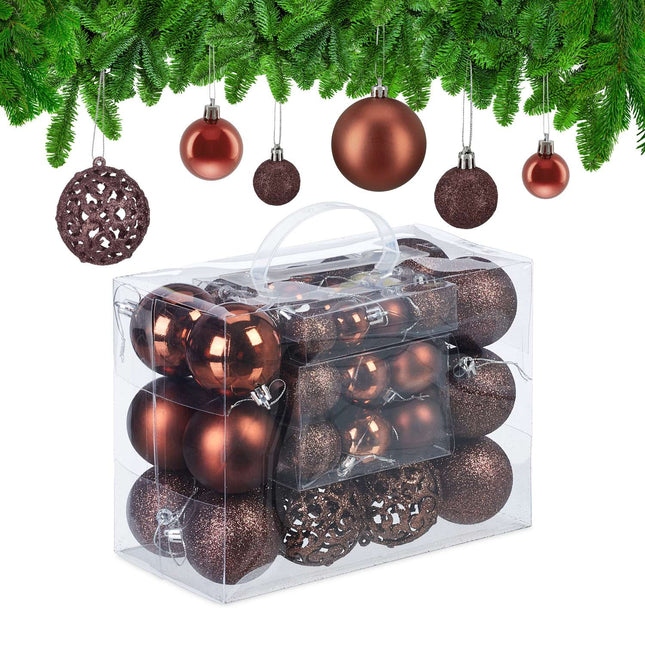 Set de ornamente pentru pomul de Crăciun, 50 de sclipici, finisaje mixte