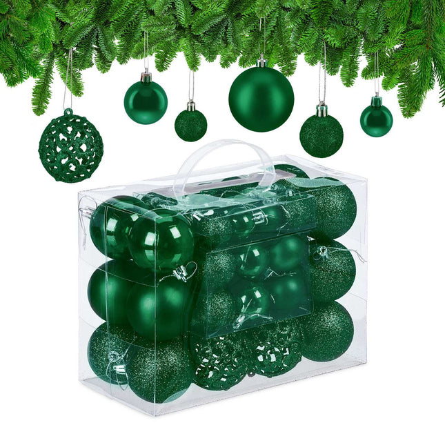 Set de ornamente pentru pomul de Crăciun, 50 de sclipici, finisaje mixte