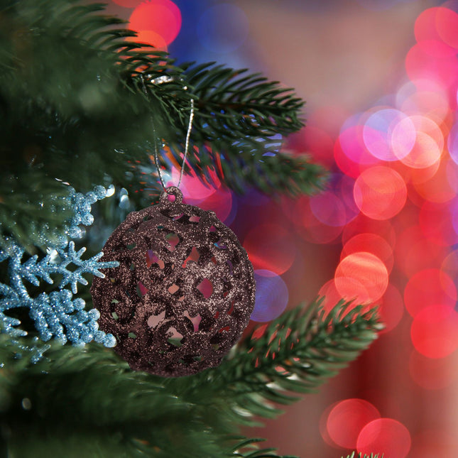 Set de ornamente pentru pomul de Crăciun, 50 de sclipici, finisaje mixte