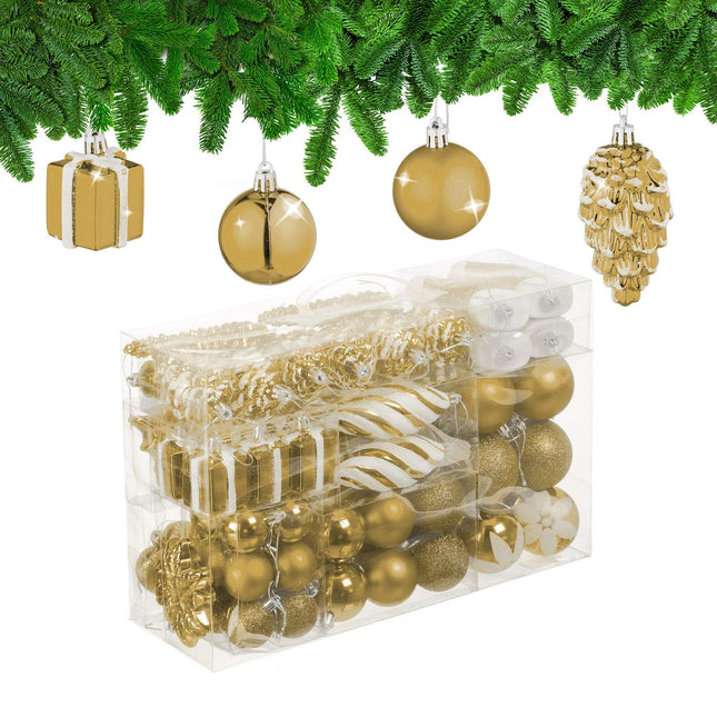 Set de ornamente pentru brad de Crăciun, 72 de piese, baloane și decorațiuni