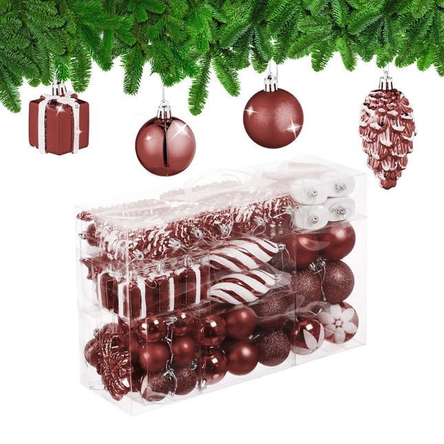 Set de ornamente pentru brad de Crăciun, 72 de piese, baloane și decorațiuni