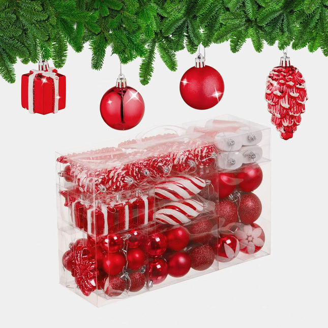 Set ornamente pentru bradul de Crăciun, 72 de piese