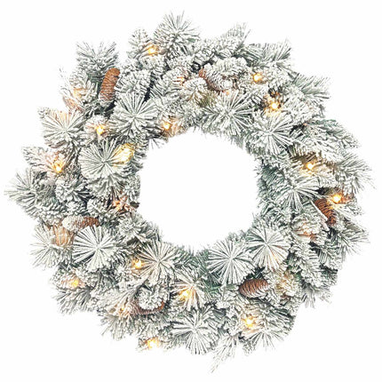 Coroană de Crăciun cu lumini LED, conuri de pin, 60 cm