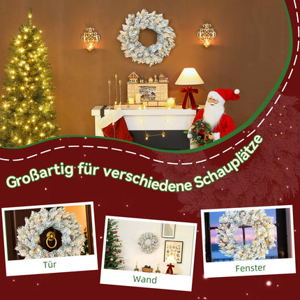 Coroană de Crăciun cu lumini LED, conuri de pin, 60 cm