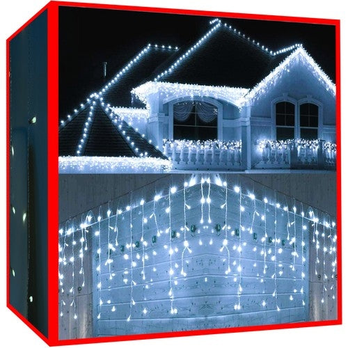 Luminițe de Crăciun - țurțuri 300 LED alb rece 31V