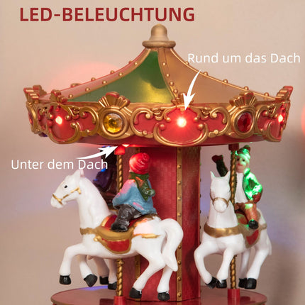 Christmas music box Carousel, LED & Rotating, 13x18.5 cm
