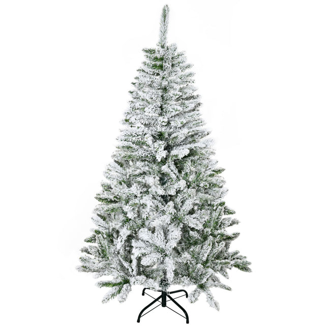 Brad artificial 150 cm pin artificial cu zapada artificiala, 358 varfuri ramuri, baza brad pentru petrecere de Craciun, interior, verde