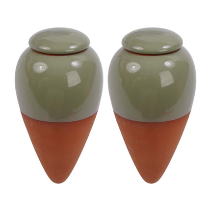 Conuri de udare din lut cu capace, 350 ml, pachet de 2, salvie