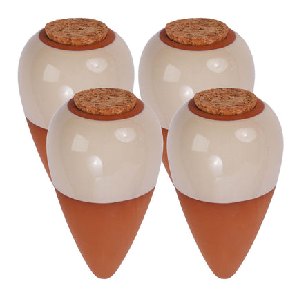 Conuri de udare din lut cu capace, 350 ml, bej, pachet de 4