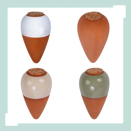 Conuri de udare din lut cu capace, 350 ml, bej, pachet de 4