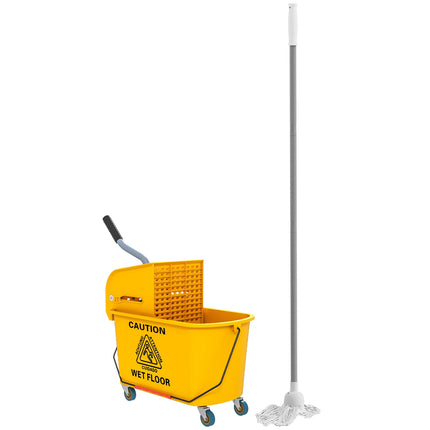 Carucior de curatare cu roti, capacitate 20L, galben