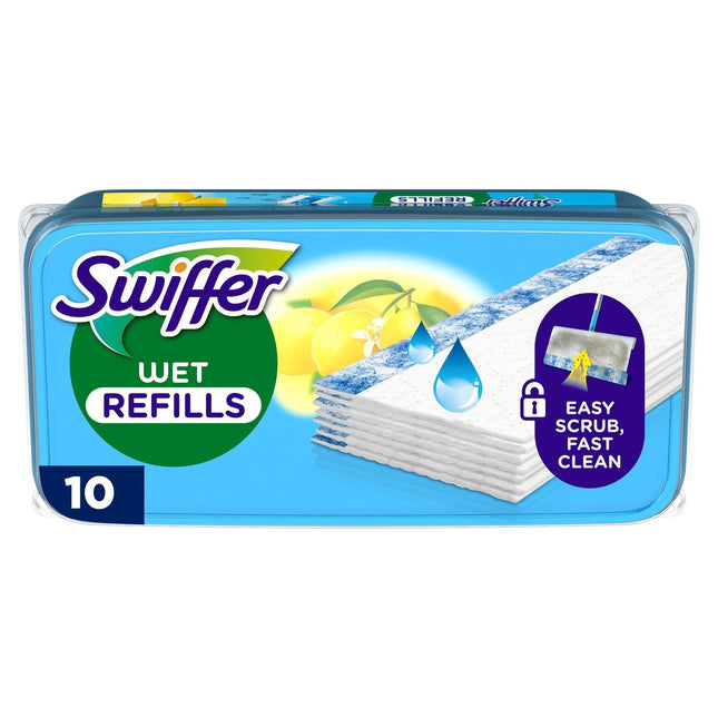 Cleaning cloths for floors, 10 moist with citrus scent