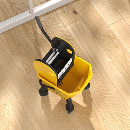 Cleaning trolley with 26L bucket & mop – Yellow