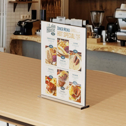 Clear Acrylic Sign Holder 8.5 x 11 in, Double Sided, 6 Pack