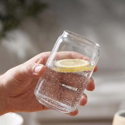Pahare transparente pentru băuturi lungi, în formă de doză, set de 4