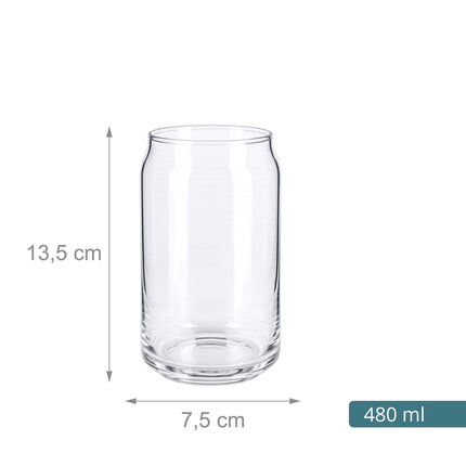 Pahare transparente pentru băuturi lungi, în formă de doză, set de 4