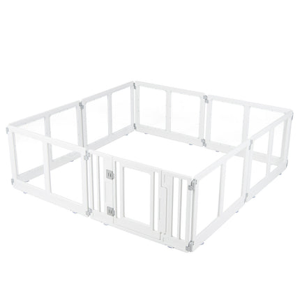 Țarc de joacă pentru câini din plastic transparent cu ușă cu încuietoare, 8 panouri