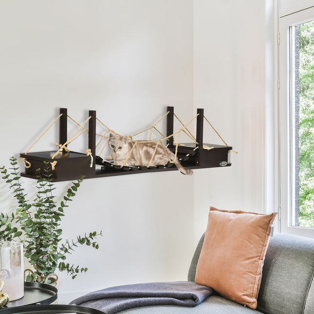Cat climbing wall with bridge, up to 5 kg, wall mounted