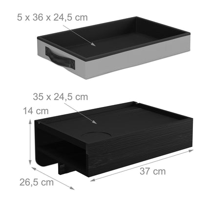 Raft de noptiera din bambus cu clips cu sertar pentru spatii mici