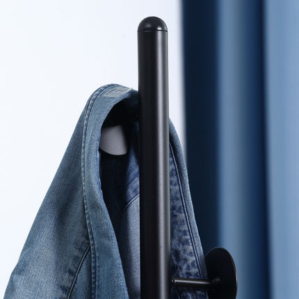 Steel coat rack - 8 hooks, black, 170 cm