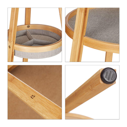 Clothes hanger in bamboo with shelves