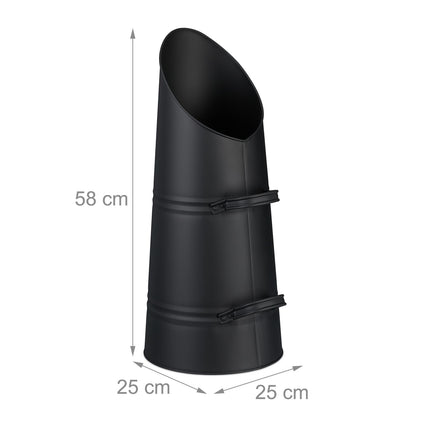 Coal Scuttle 16L - Fier, negru mat, mânere duble