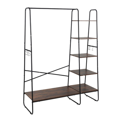 Cuier cu 6 rafturi – cadru metalic, aspect lemn