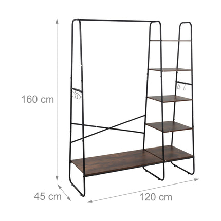 Cuier cu 6 rafturi – cadru metalic, aspect lemn