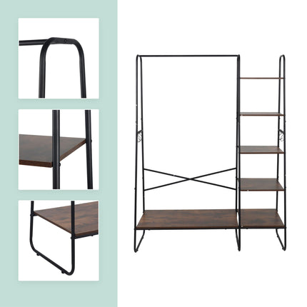 Cuier cu 6 rafturi – cadru metalic, aspect lemn