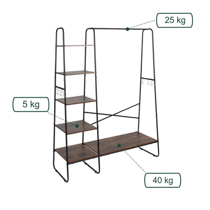 Cuier cu 6 rafturi – cadru metalic, aspect lemn