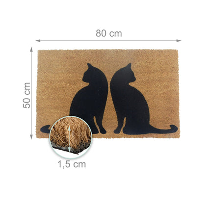 Covoraș de ușă cu nucă de cocos, model cu animale, 80x50 cm, interior/exterior