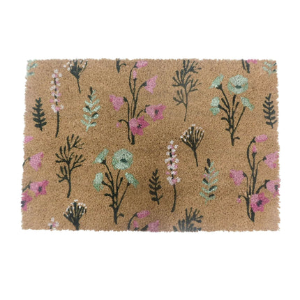 Covoraș de ușă cu nucă de cocos, design botanic, 60 x 40 cm
