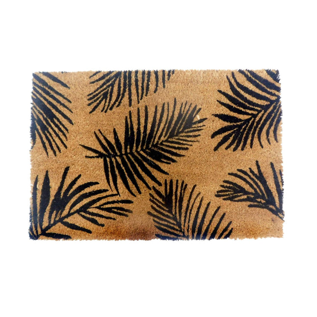 Covoraș de ușă cu nucă de cocos, motive botanice, 60x40 cm, antiderapant