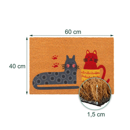 Covoraș de intrare cu animale din fibră de cocos, 60x40 cm, antiderapant