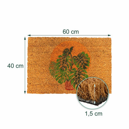 Covoraș de ușă din fibră de cocos, design botanic, 60x40 cm
