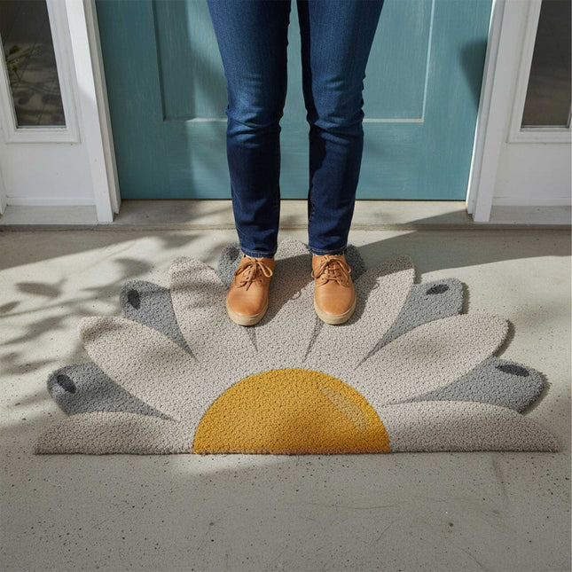 Covoraș semirotund cu model cocos, 80x50 cm, antiderapant